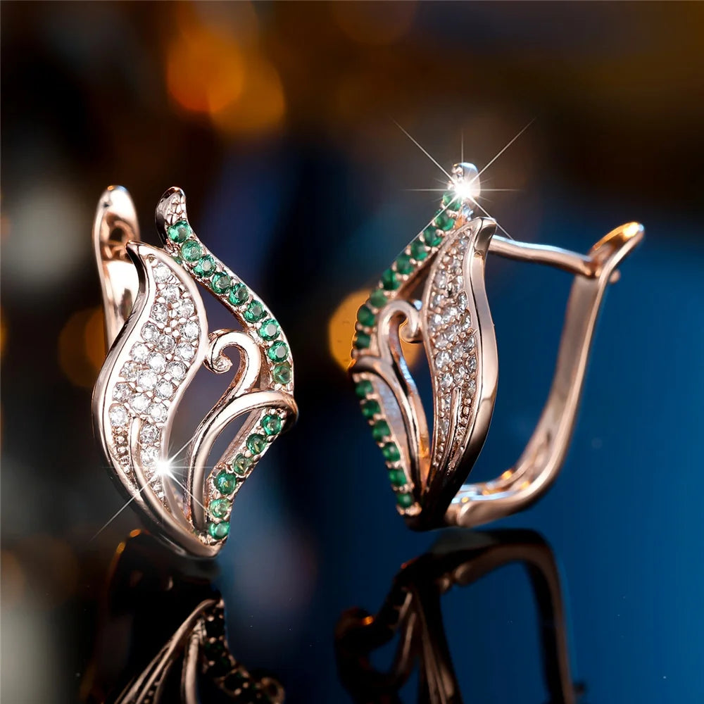 Verdelle Green Crystal Hoop Earrings styled view