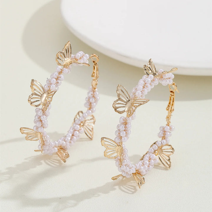 Aurélie Butterfly Circle Earrings close-up detail