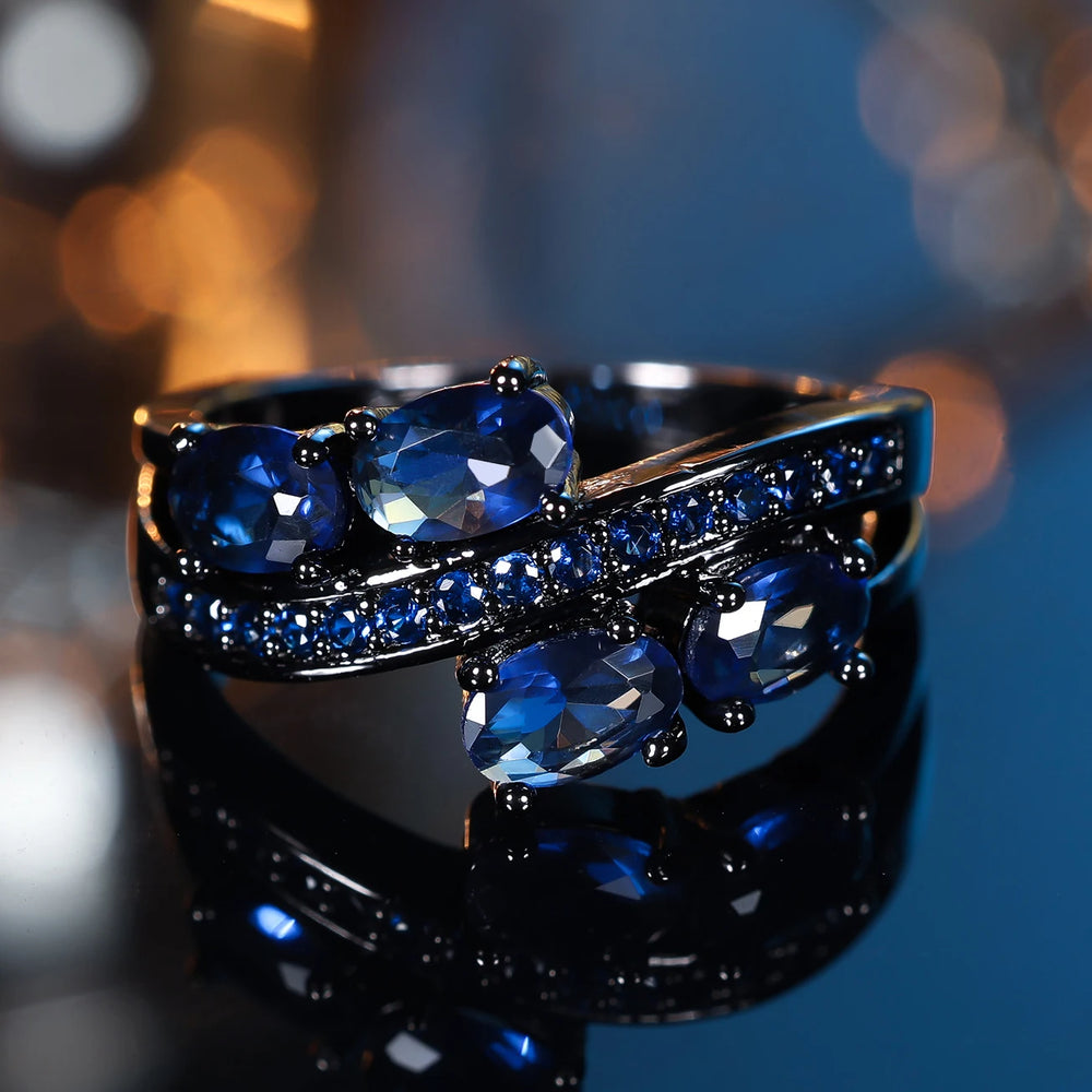 Nocturne Blue Oval Crystal Ring alternate view