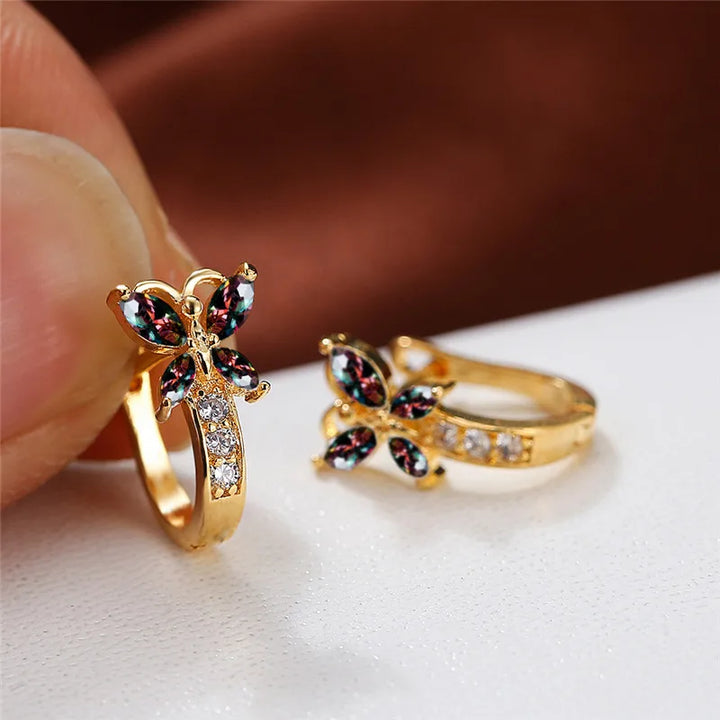 Papillon Colorstone Clip Earrings