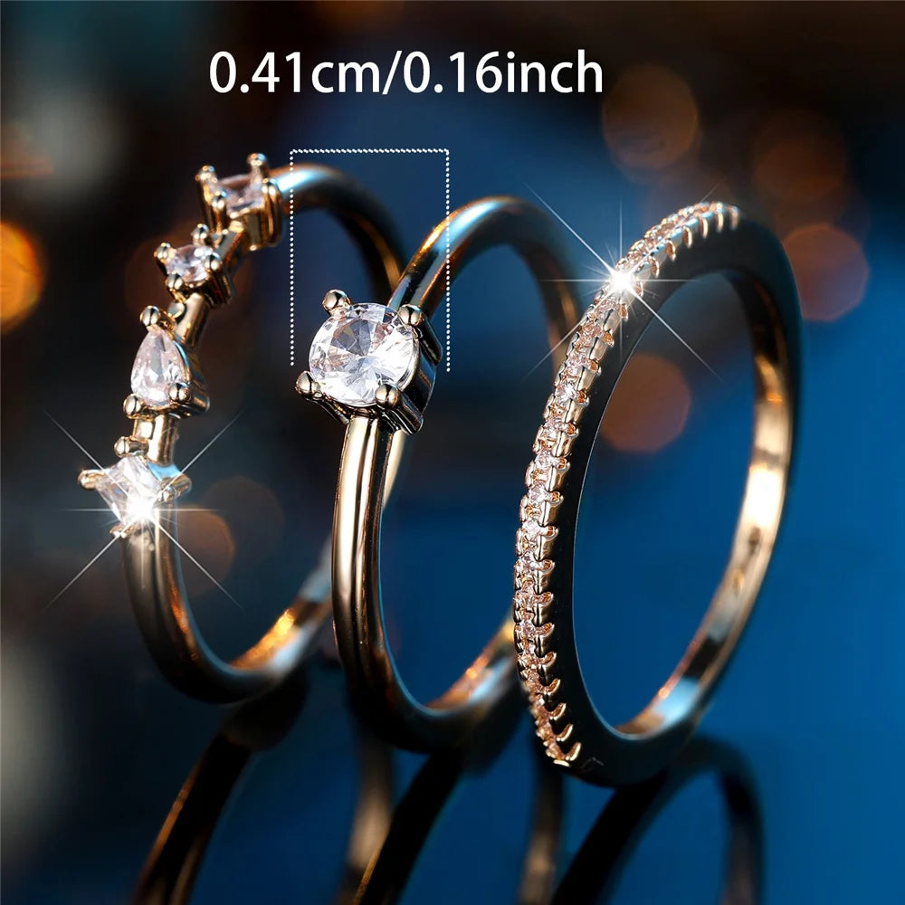 Camellia | White Crystal Bridal Ring Set