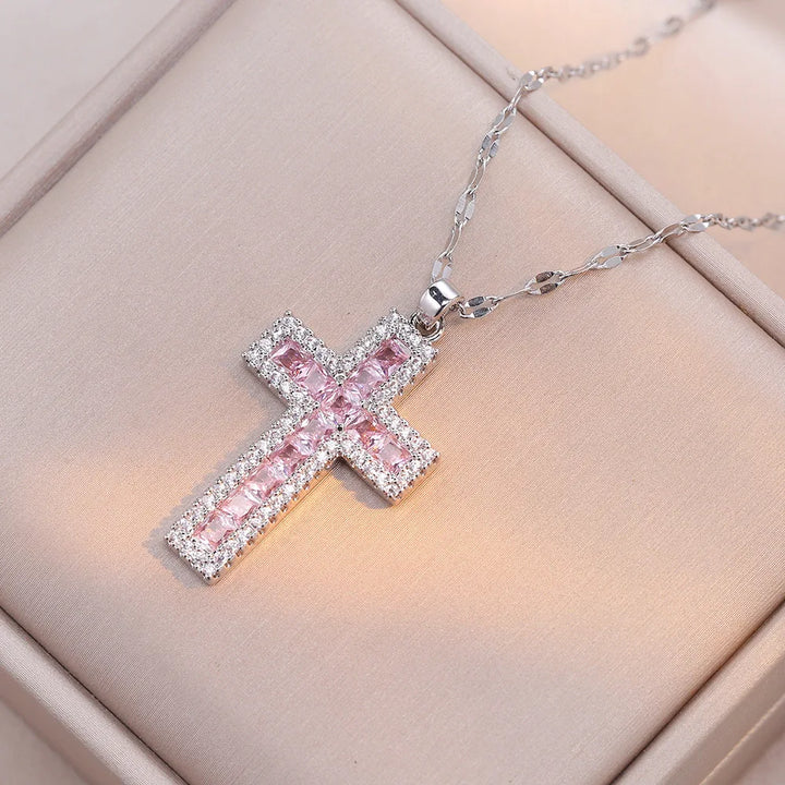 Faithful | Blue &amp; Pink Cross Necklace