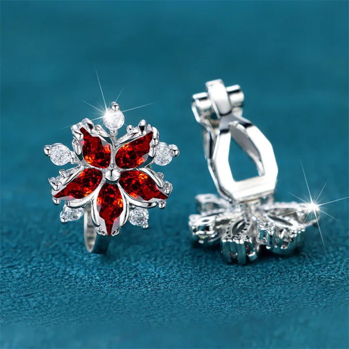 Luxe Vrouwelijke Kleine Paarse Zirkoon Stenen Clip Oorbellen Charme Zilveren Kleur Bruiloft Sieraden Voor Vrouwen