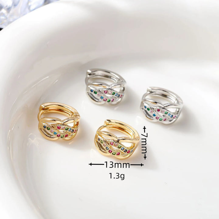 Schattige Vrouwelijke Kleurrijke Helix Zirkoon Steen Oorringen Elegante Gouden Kleur Bruiloft Sieraden Voor Vrouwen