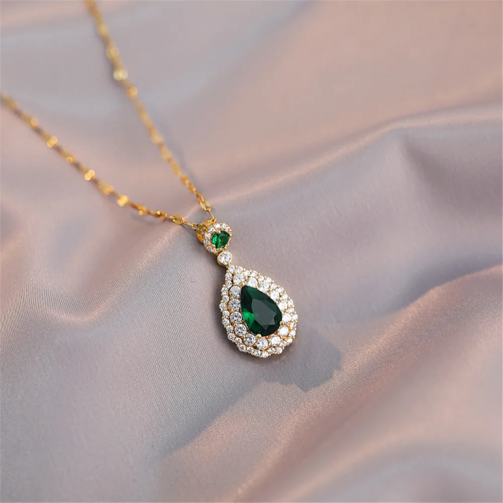 Verona | Red &amp; Green Teardrop Necklace