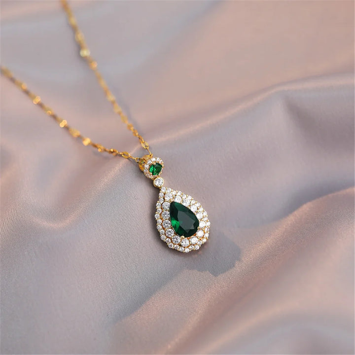 Verona | Red &amp; Green Teardrop Necklace