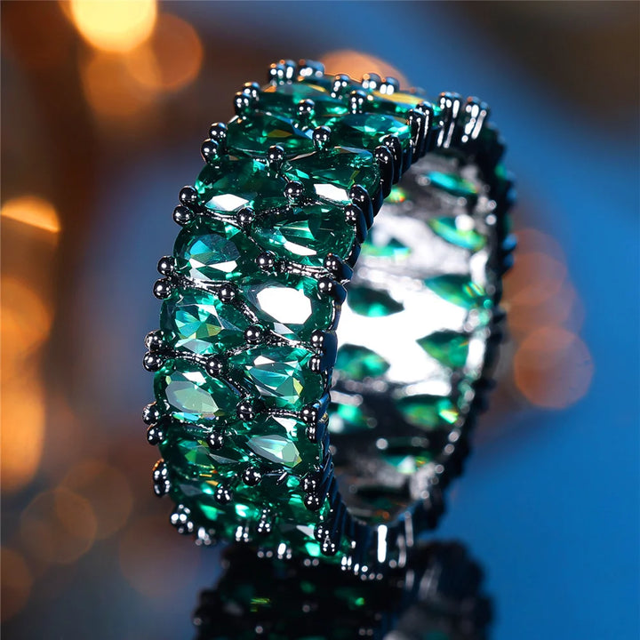 Verdant Noir | Green Crystal Ring
