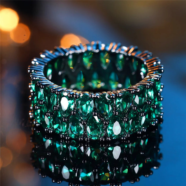 Verdant Noir | Green Crystal Ring