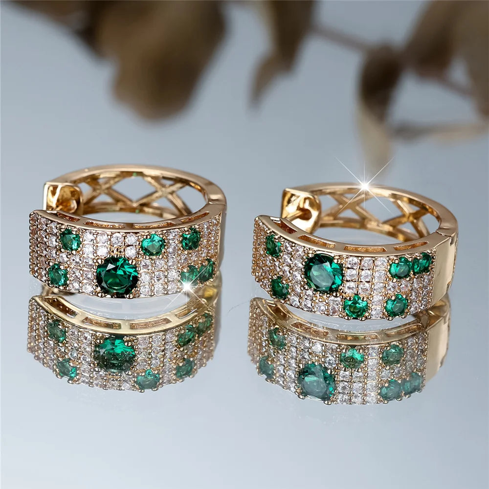 Verena Green Crystal Halo Earrings styled view