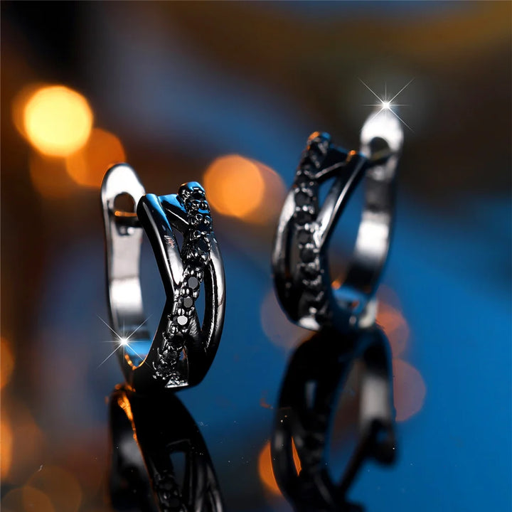 Infinité | Black Crystal Infinity Hoop Earrings