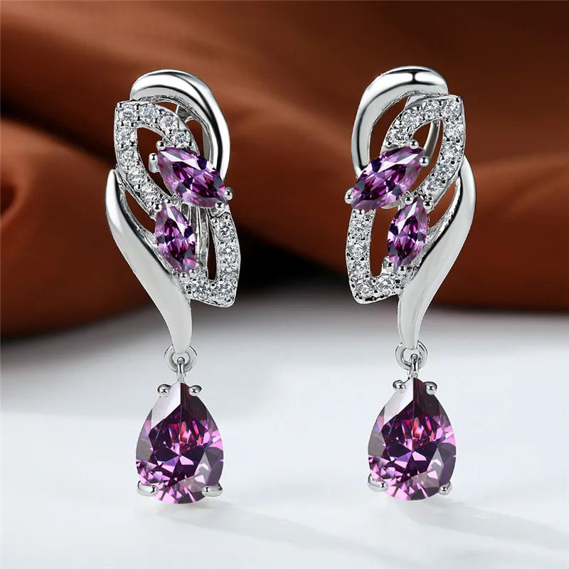 Luxe Vrouwelijke Groene Steen Zilver Kleur Clip Oorbellen Voor Vrouwen Charm Crystal Zirkoon Bruiloft Sieraden