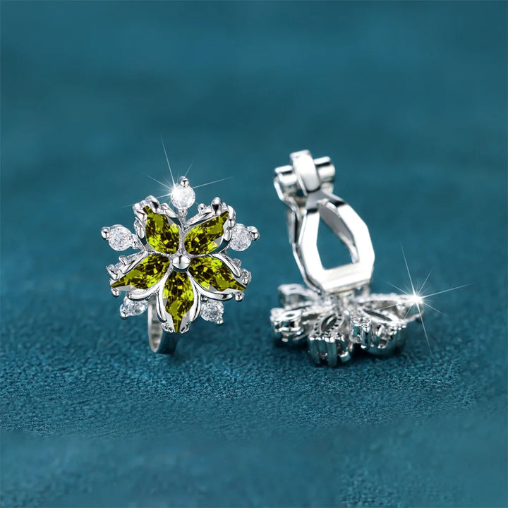 Luxe Vrouwelijke Kleine Paarse Zirkoon Stenen Clip Oorbellen Charme Zilveren Kleur Bruiloft Sieraden Voor Vrouwen