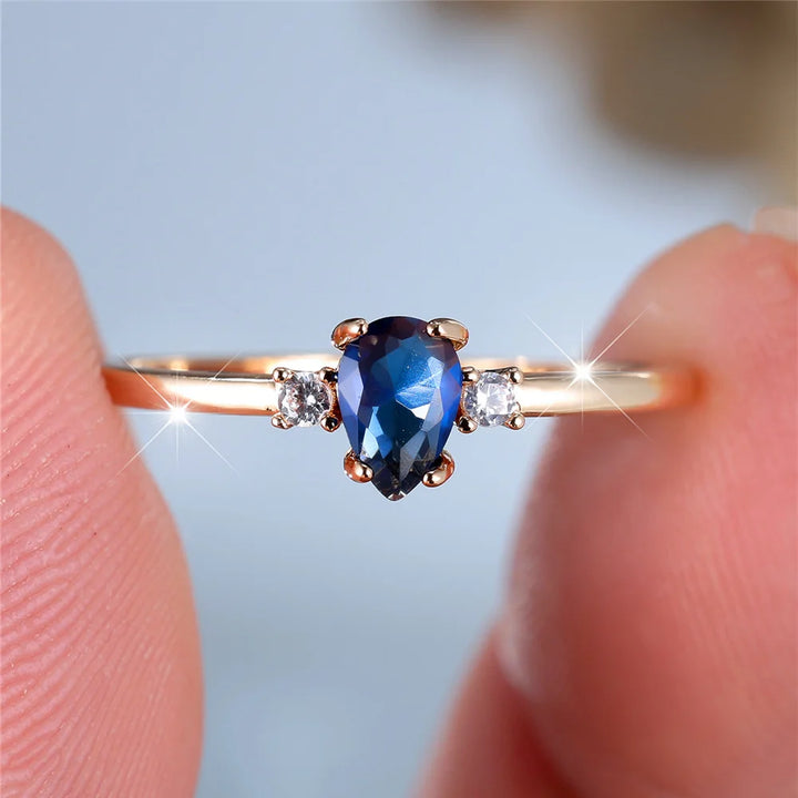 Azura Blue Teardrop Ring close-up detail