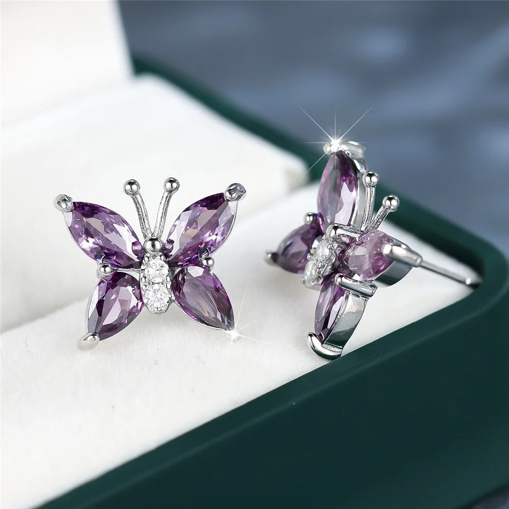 Violetta Butterfly Crystal Stud Earrings additional detail