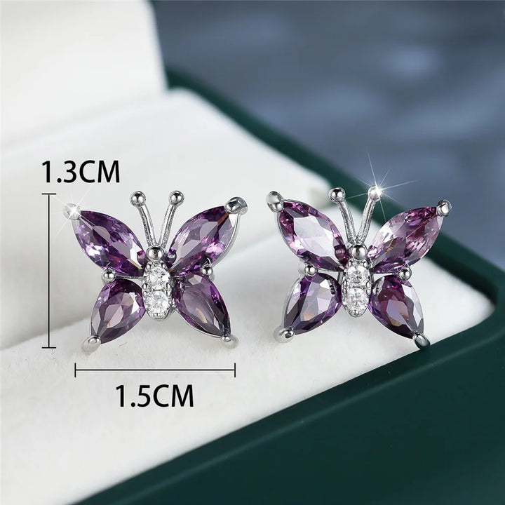 Violetta Butterfly Crystal Stud Earrings