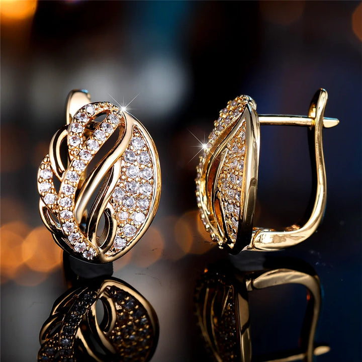 Laurel Crystal Leaf Hoop Earrings additional detail