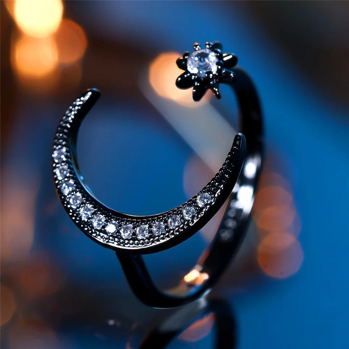 Nocturna | Moon &amp; Star Open Ring