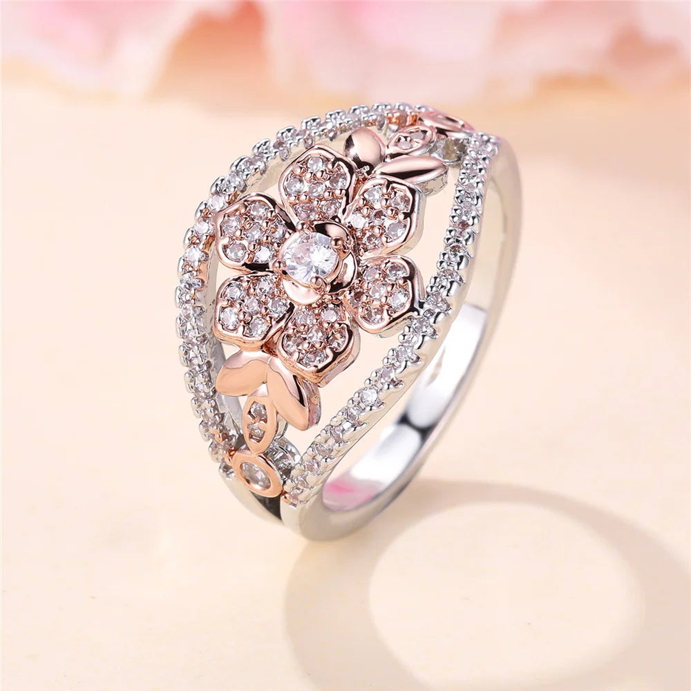 Rosamée Crystal Flower Ring hero view