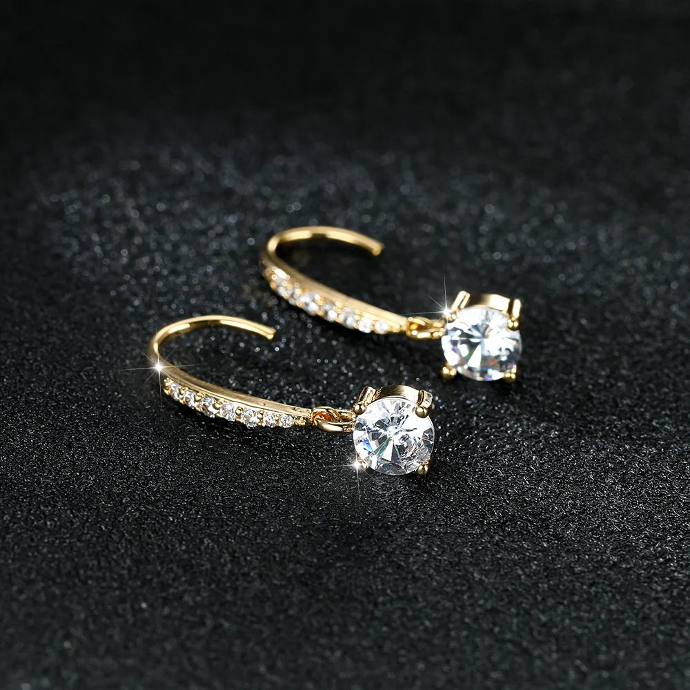 Céleste White Crystal Hoop Earrings close-up detail