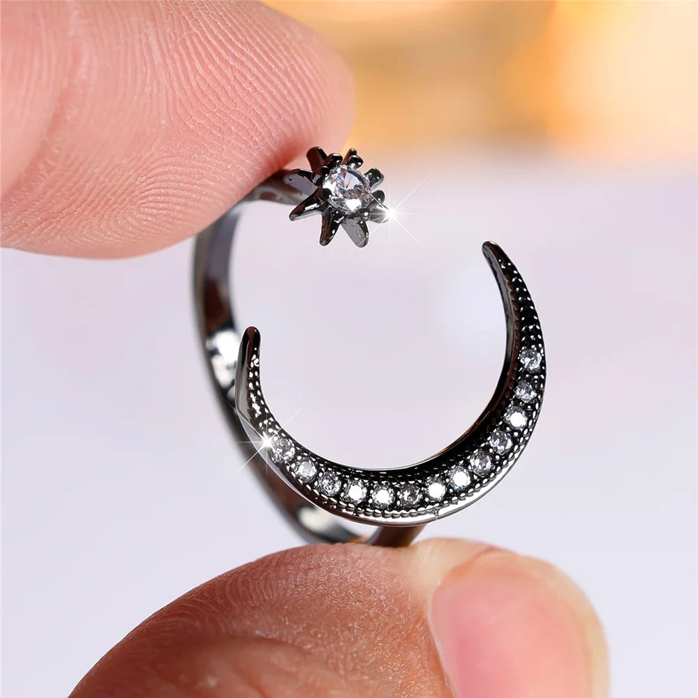 Nocturna | Moon &amp; Star Open Ring