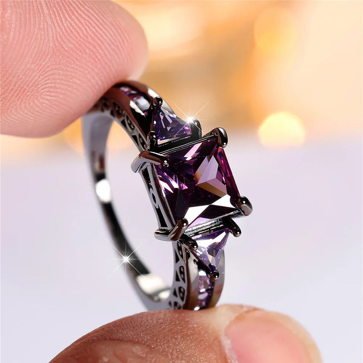 Violetia | Purple Square Crystal Ring