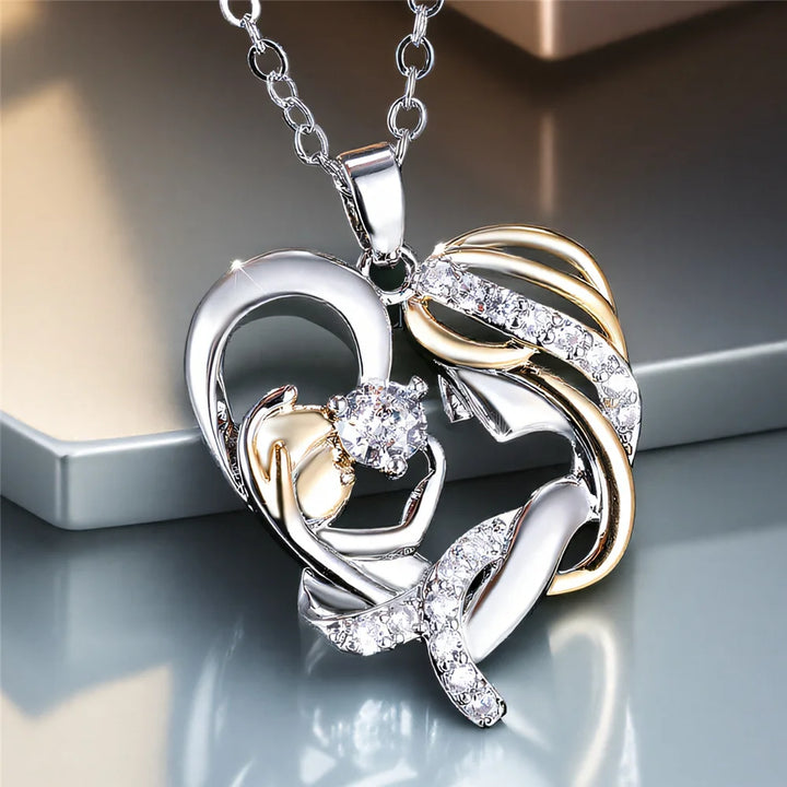 Valora | White Crystal Heart Necklace