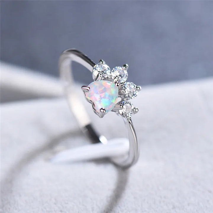 Paw Amour | Opal-Look Paw Heart Ring