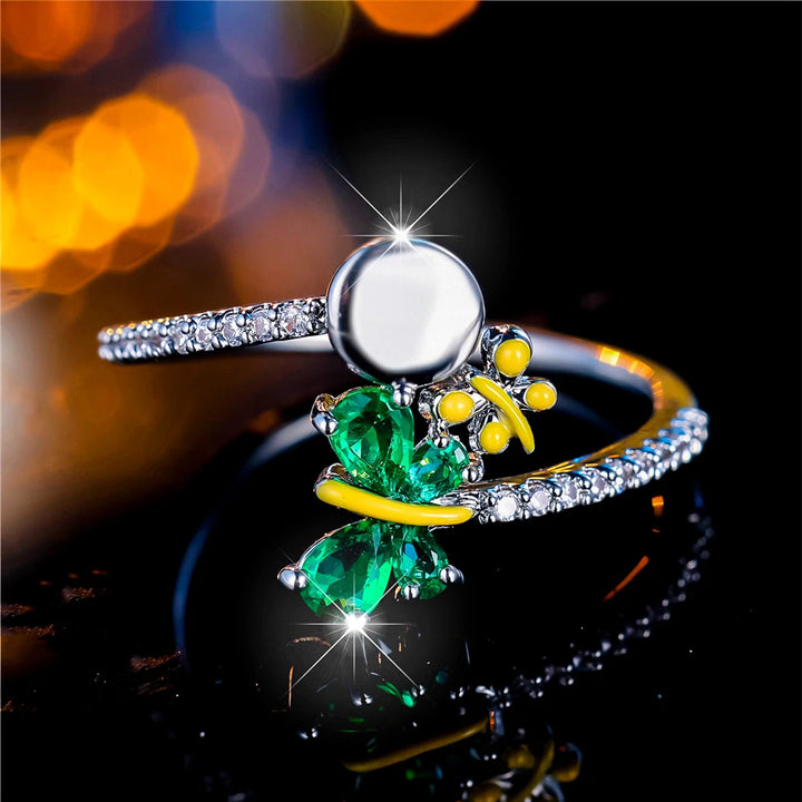 Felicia Green Butterfly Ring close-up detail