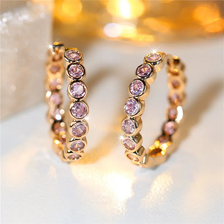 Luxe vrouwelijke kleine zwarte ronde oorbellen charme geel goud kleur trendy zirkoon steen bruiloft sieraden