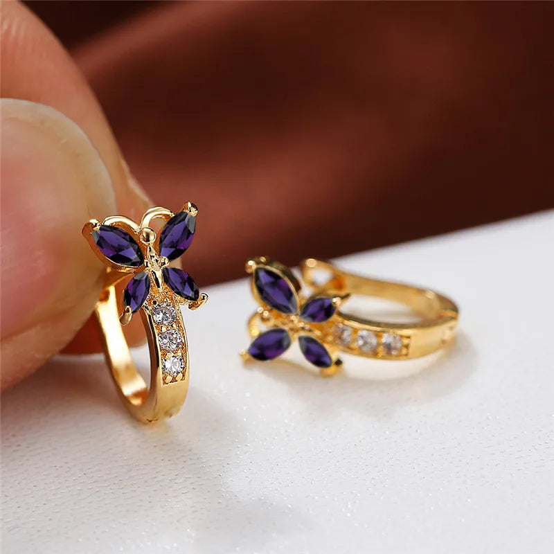 Papillon Colorstone Clip Earrings