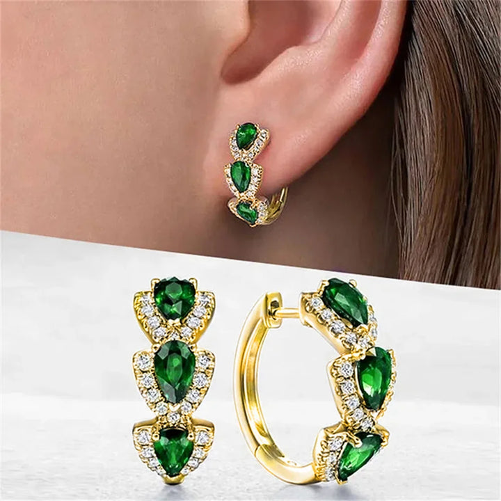 Vivia Colorstone Hoop Earrings styled view
