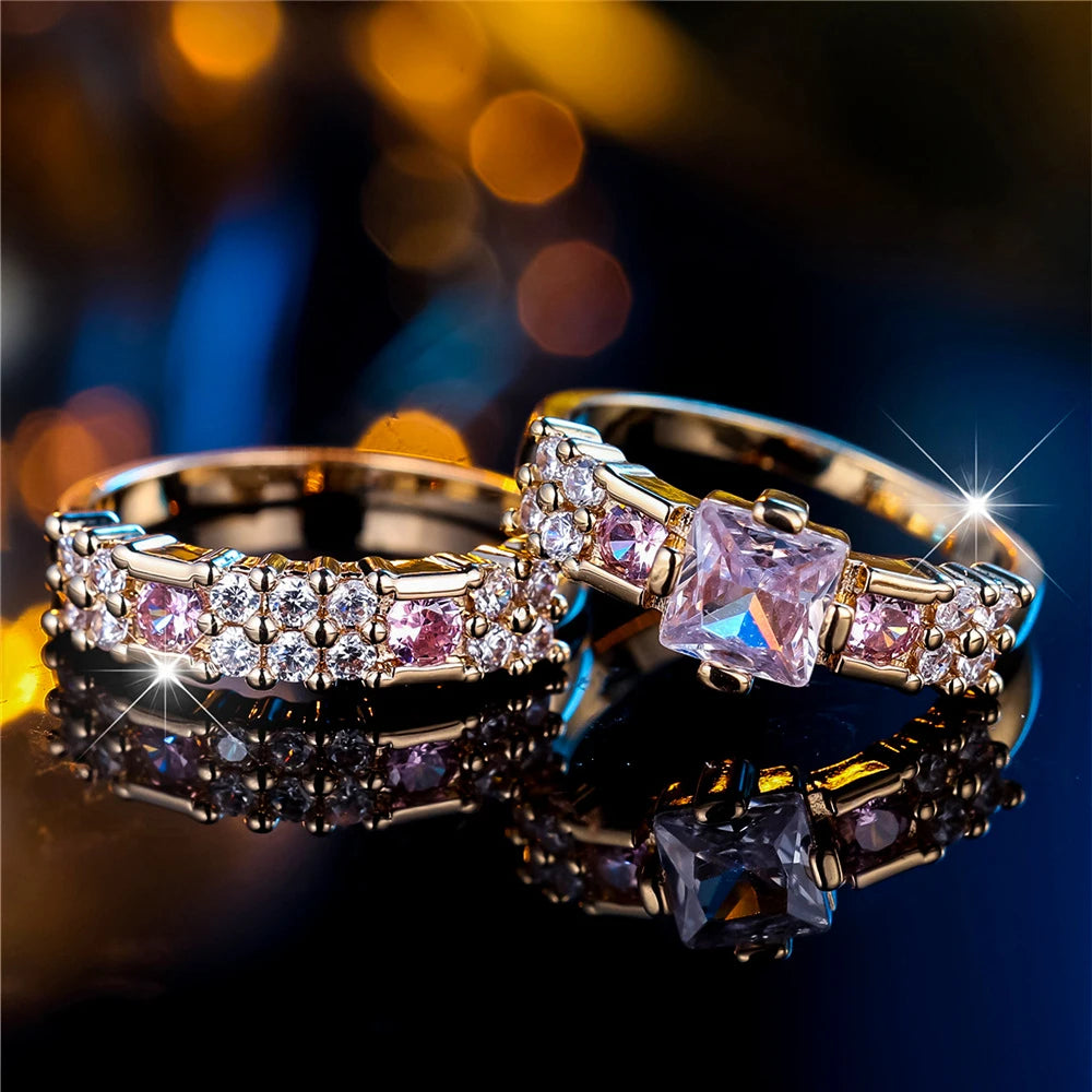 Amelia Blush Crystal Ring Set additional detail
