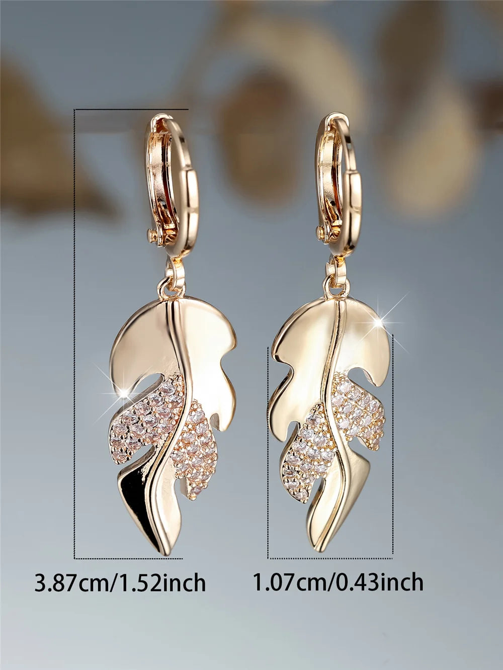 Laurena | White Crystal Leaf Hoop Earrings