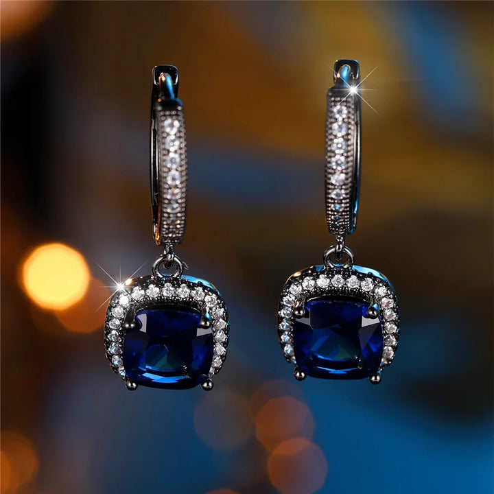 Noctis | Blue &amp; White Crystal Hoop Earrings