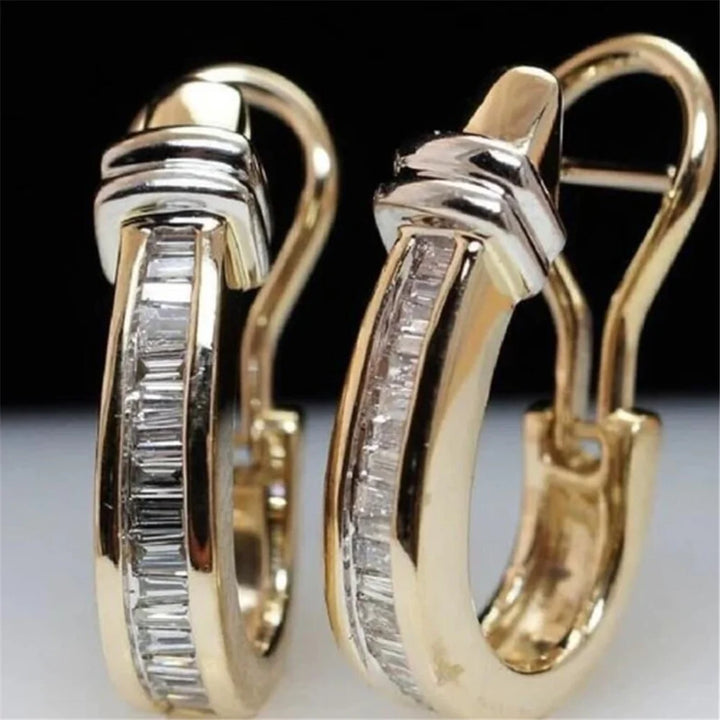 Élise | White Crystal Hoop Earrings