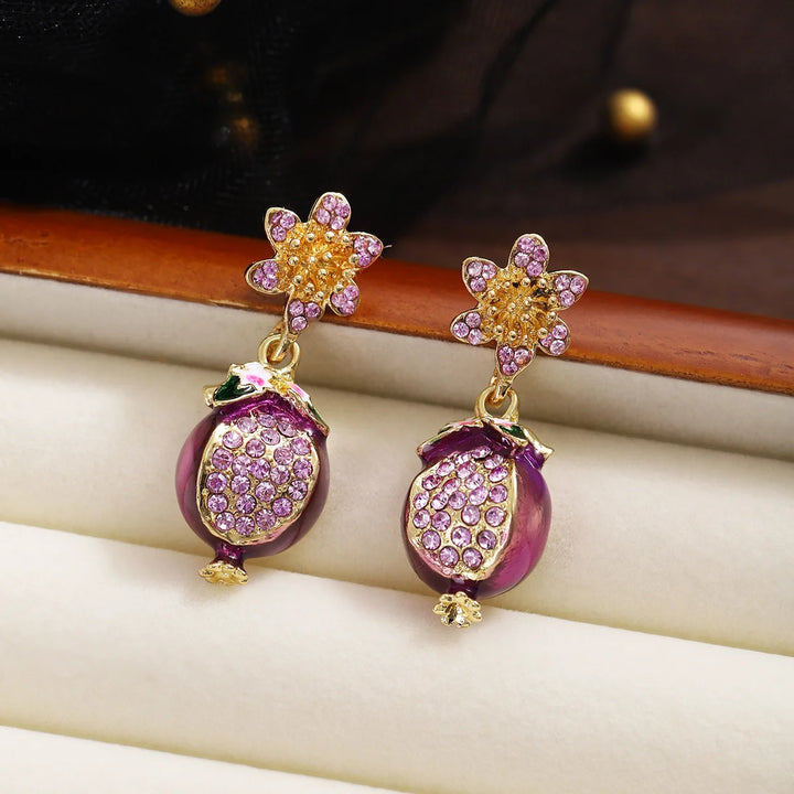 Viole | Purple Flower Stud Earrings