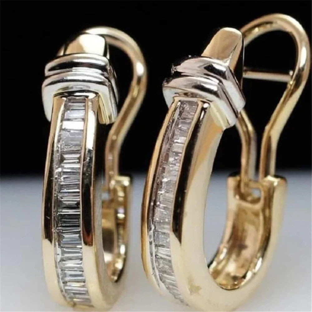 Élise | White Crystal Hoop Earrings