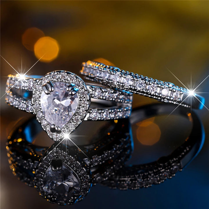 Camille Crystal Bridal Ring Set styled view