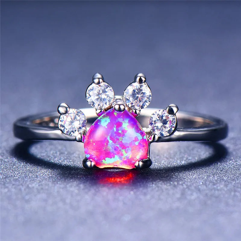 Paw Amour | Opal-Look Paw Heart Ring