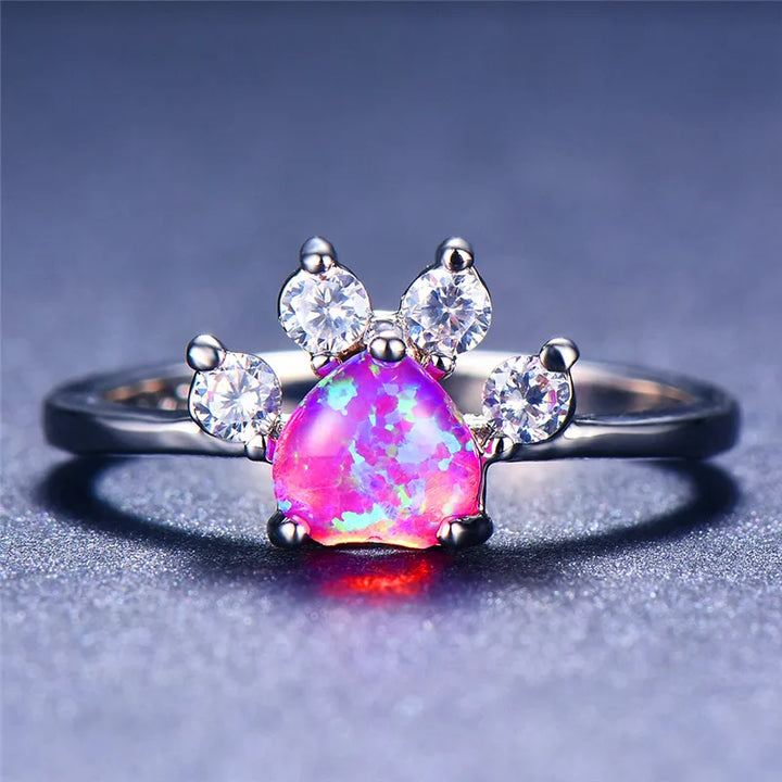 Paw Amour | Opal-Look Paw Heart Ring