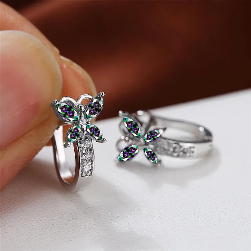 Papillon Colorstone Clip Earrings