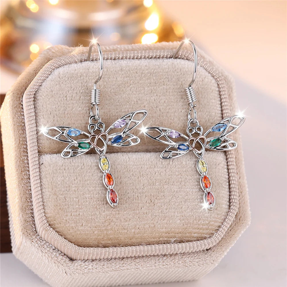 Aurora Dragonfly Drop Earrings hero view