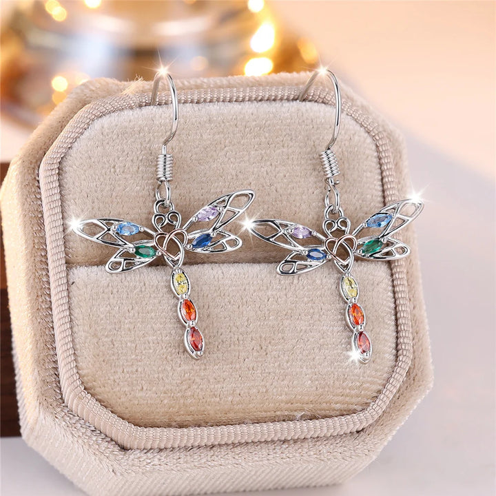 Aurora Dragonfly Drop Earrings hero view
