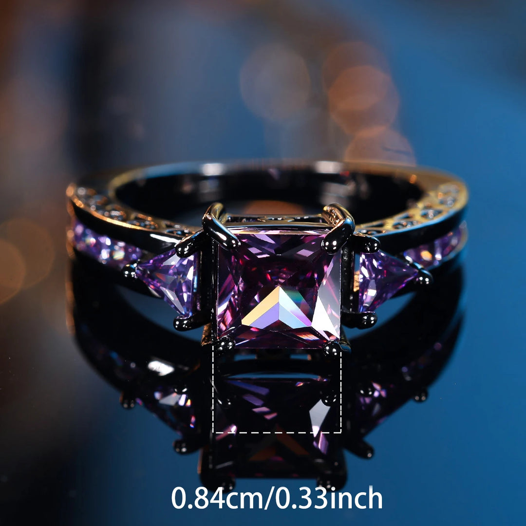Violetia | Purple Square Crystal Ring