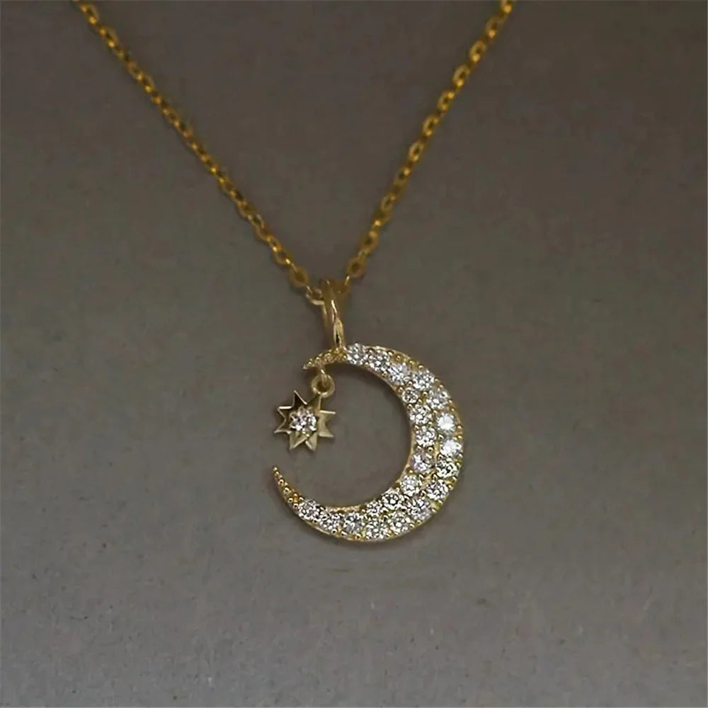 Lunastar | Moon &amp; Star Crystal Necklace