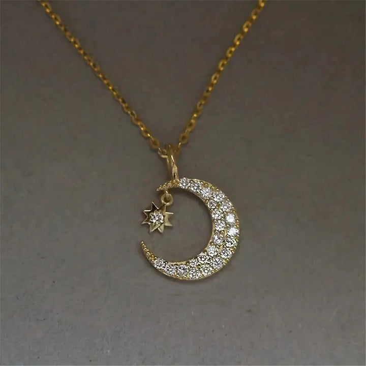 Lunastar | Moon &amp; Star Crystal Necklace