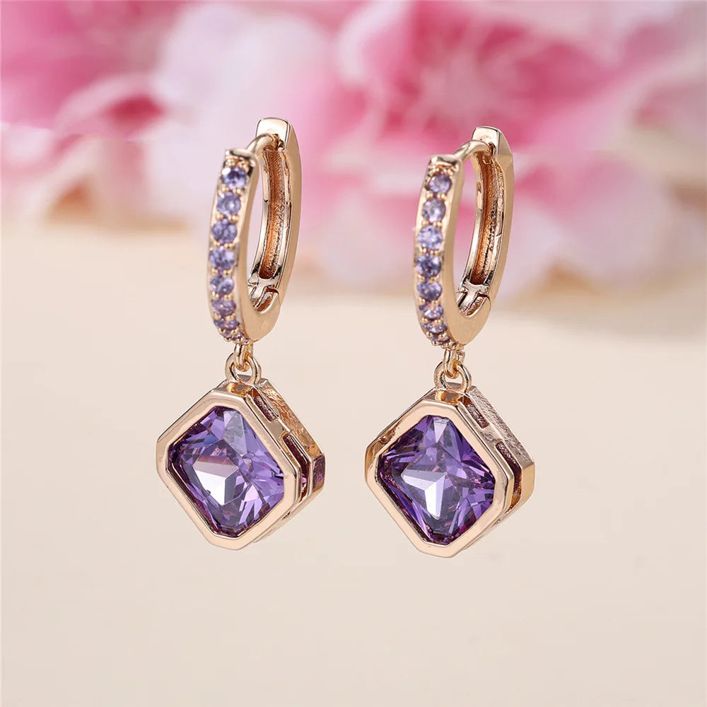 Lilacelle Purple Crystal Hoop Earrings additional detail
