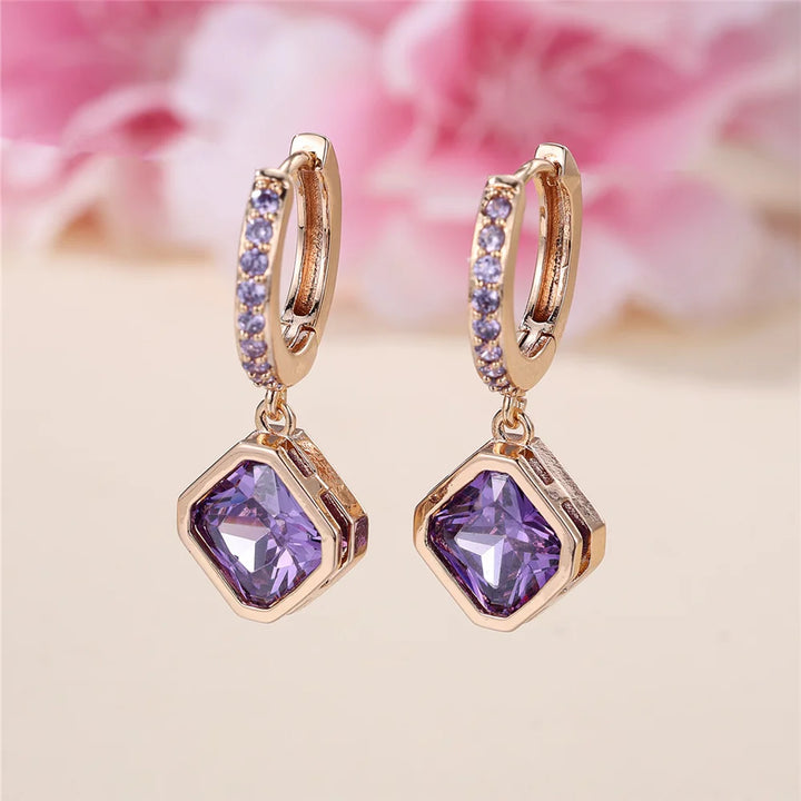 Lilacelle Purple Crystal Hoop Earrings additional detail