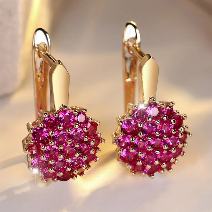 Rosalia Sunflower Crystal Hoop Earrings close-up detail
