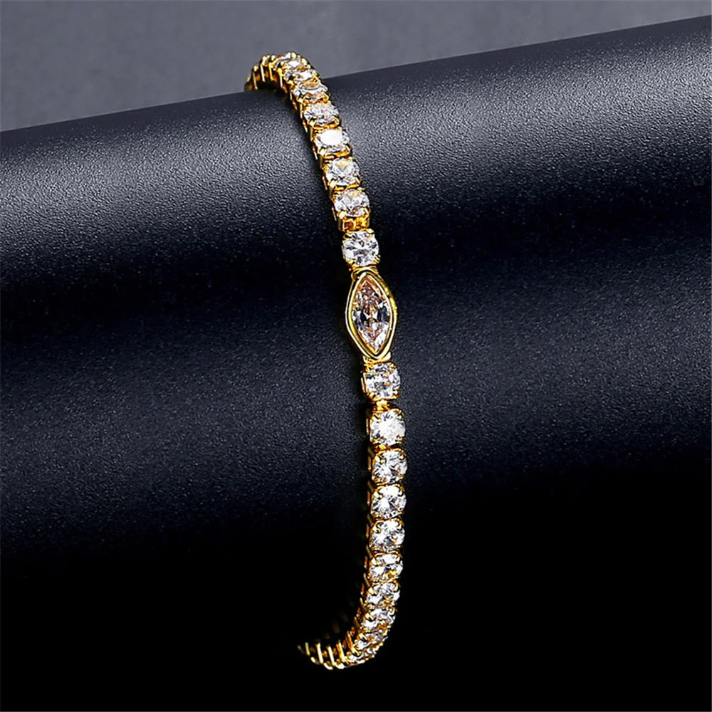 Charme Vrouwelijke Witte Zirkoon Steen Ronde Vierkante Hart Armband Schattige Gouden Kleur Verstelbare Bruiloft Sieraden Voor Vrouwen